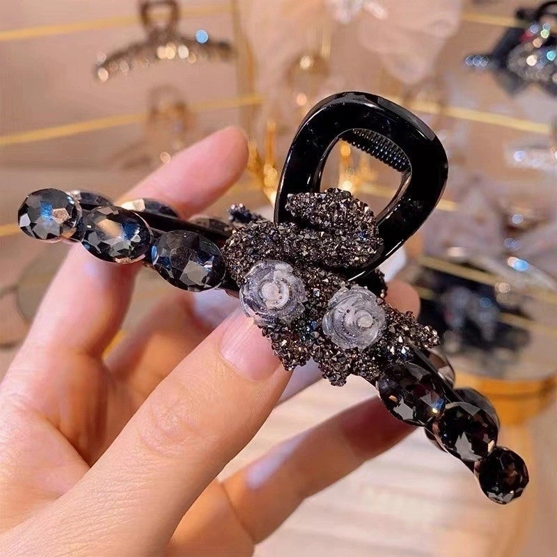 Women’s Minimalist Classic Style Color Block Alloy Inlay Crystal Pearl Hair Claws