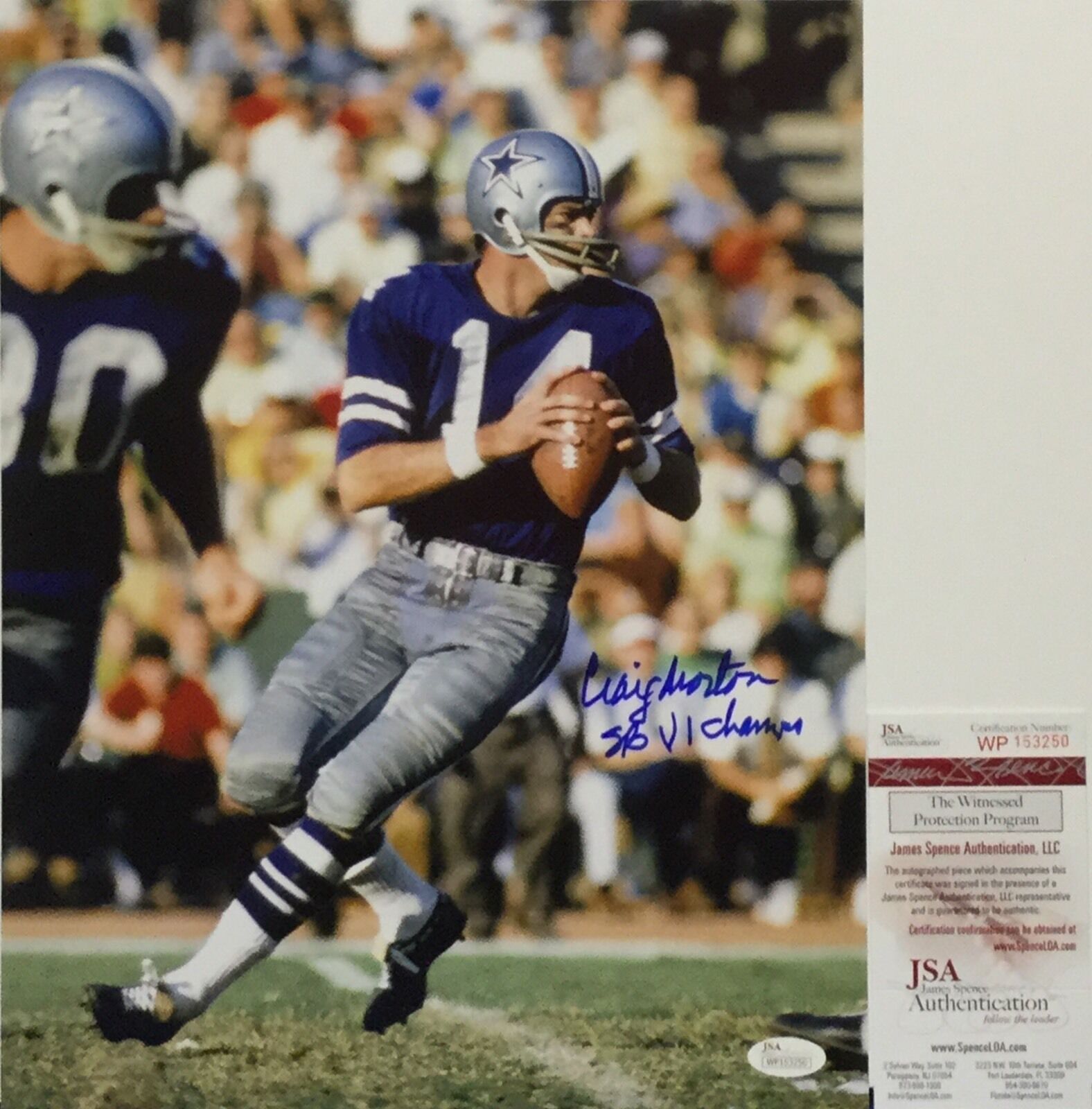 Craig Morton Signed Dallas Cowboys 11x14 Photo Poster painting SB VI Champs