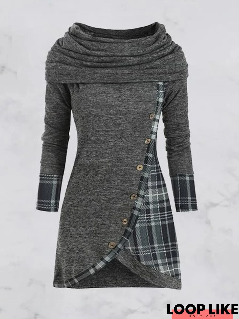 Gray Long Sleeve Casual Knitting Dress