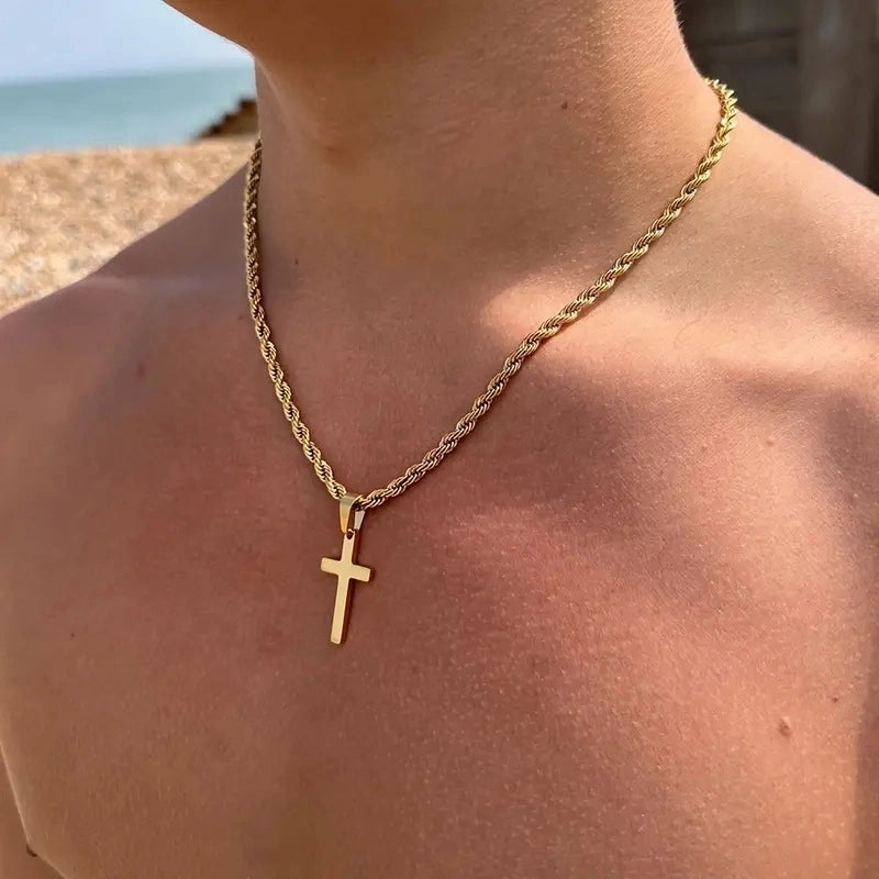 Hip-Hop Cross 304 Stainless Steel Pendant Necklace