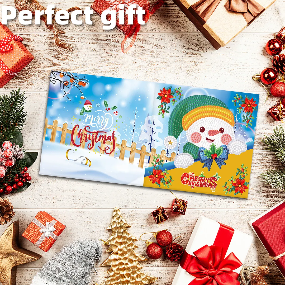 8PCS Winter Cartoon DIY Diamond Painting Greeting Card Kits with Envelopes Diamond Art Greeting Cards Diamond Art Cards Kits for Adults DIY Crafts Family Friend Gifts