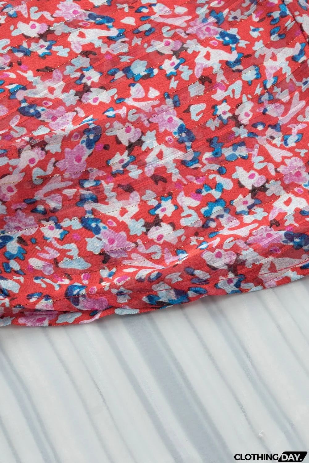 Printed V-Neck Tunic Blouse