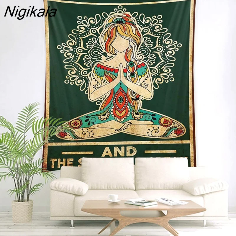 Nigikala Women Buddha Wall Hanging Tapestry Art Deco Blanket Curtain Hanging at Home Bedroom Living Room Decor