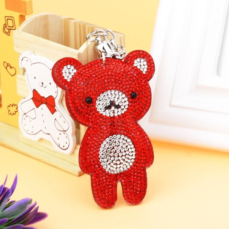 5 Pieces Cute Bear Flannel Diamond Women’s Keychain