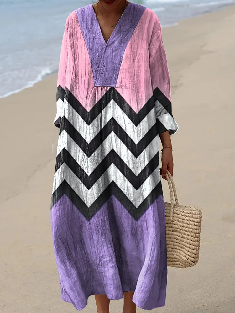 Women's Irregular Geometric Art Print Dress