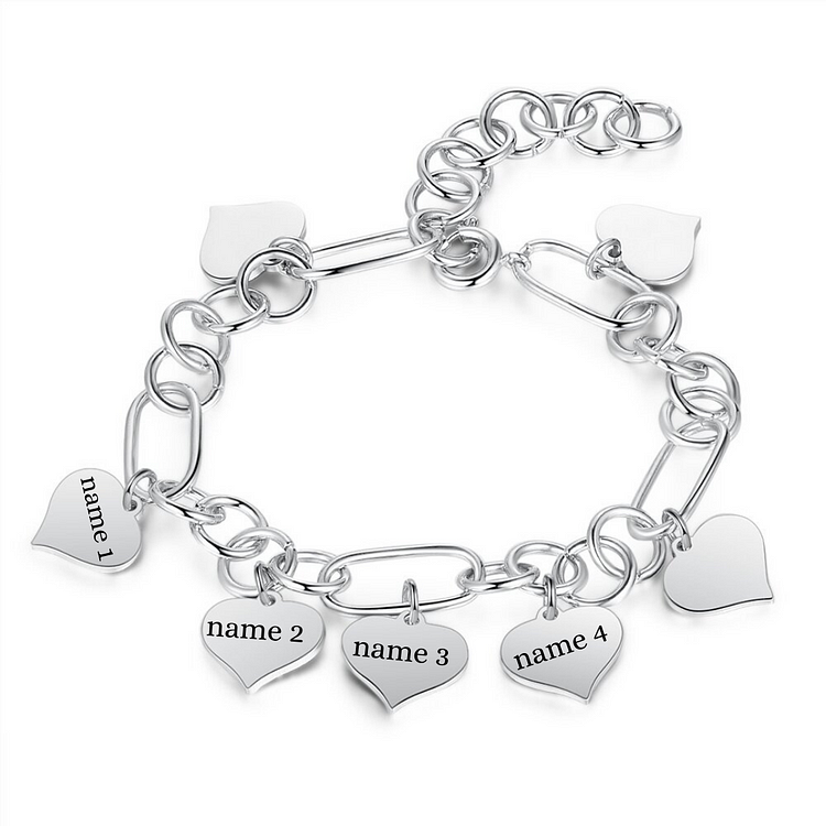 Pulsera corazón ajustable 4 nombres personalizados