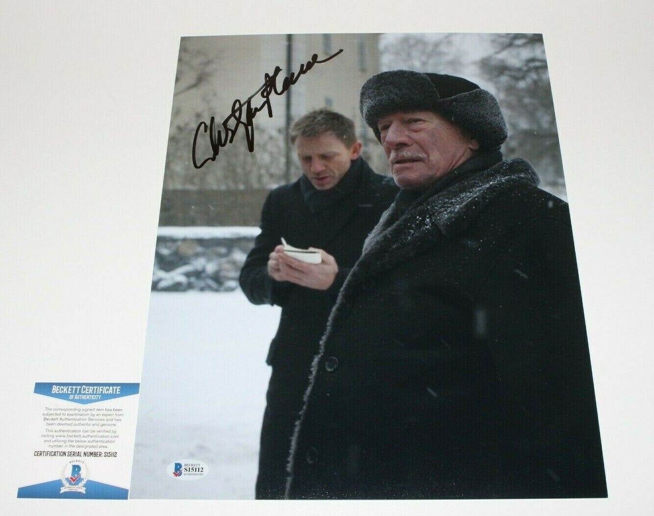 CHRISTOPHER PLUMMER SIGNED 'GIRL WITH THE DRAGON TATTOO' 11x14 Photo Poster painting BECKETT COA