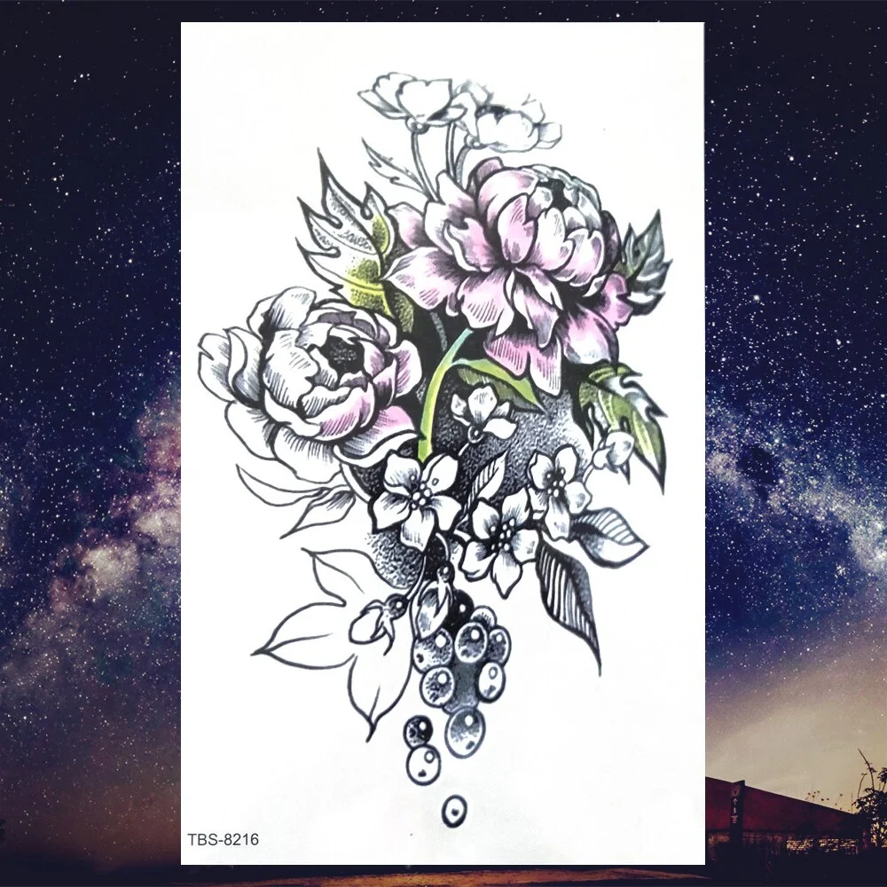 Sdrawing Henna Fake Temporary Tattoos For Men Women Black Creative Wolf Tattoo Sticker Geometric Tribe Owl Skeleton Tatoos Body Arms