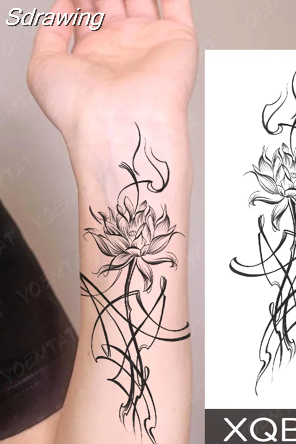 Sdrawing Temporary Tattoo Sticker Butterfly Flower Totem Flash Tatto Y2k Style Body Art Arm Leg Waist Fake Tatoo Men Women