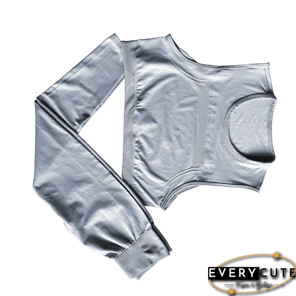 Light Gray Seamless Drawstring Tank Top with Pant Set