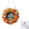 (US Local)Acrylic Skull Pumpkin   DIY Hanging Diamond Art Kits Wall Door Decoration
