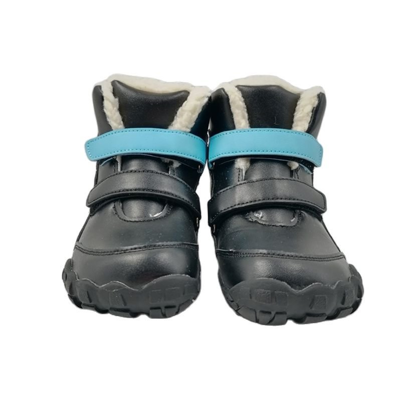 ZZFABER kids shoes Children Barefoot Winter Boots Soft Leather Plush Snow boots for girls  Boys Kids Flexible Warm Boots Outdoor