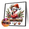 Peinture diamant diamant flamant rose-rond de Noël-30*30cm