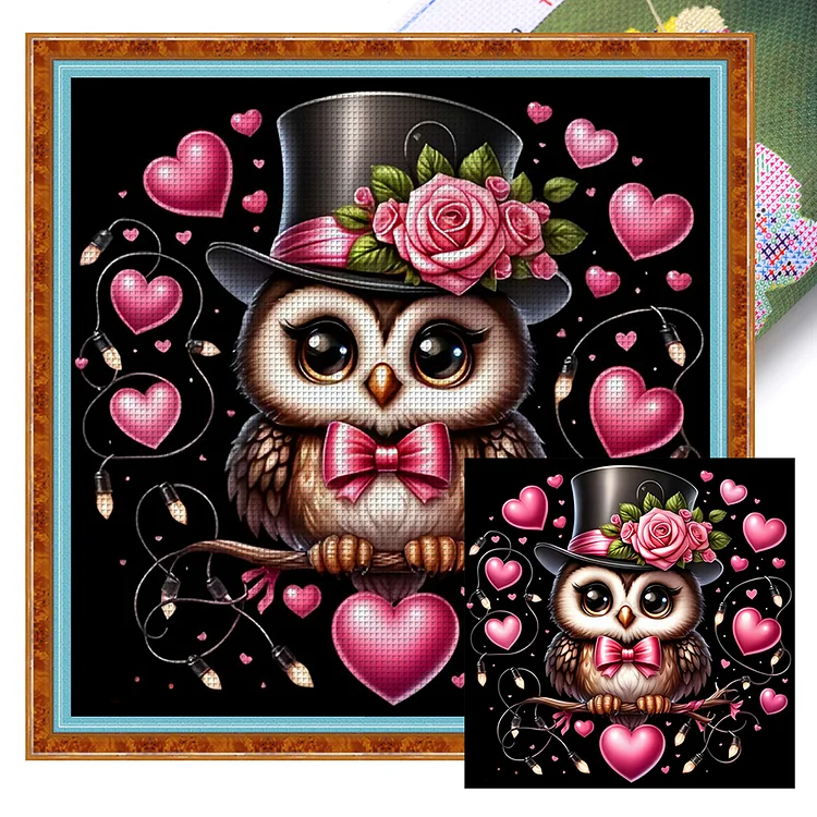 【Huacan Brand】Love Owl 11CT Stamped Cross Stitch 40*40CM