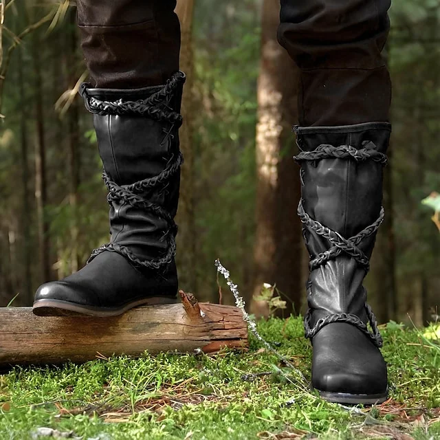 Medieval Renaissance Shoes Boots Knee High Boots Pirate Viking Crusader Plain Fancy Dress Men's Celtic Pirate Halloween Masquerade Party & Evening LARP Ren Faire Adults Adults' Shoes