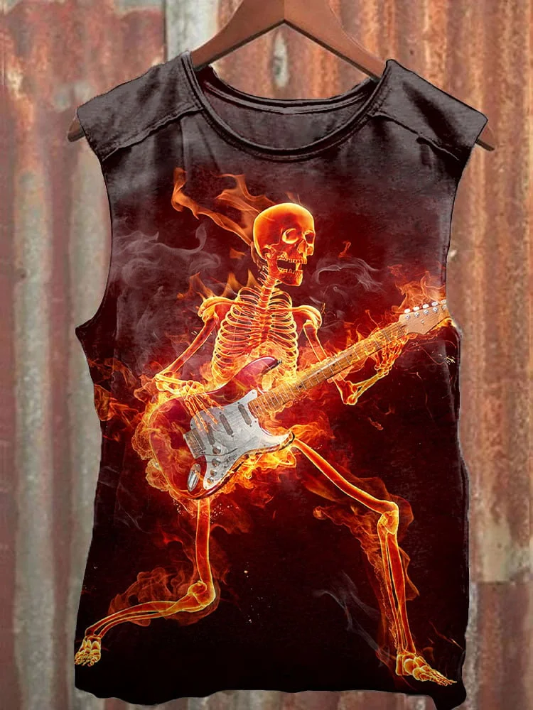 Women's Skeleton Death Cowboy Print Vest