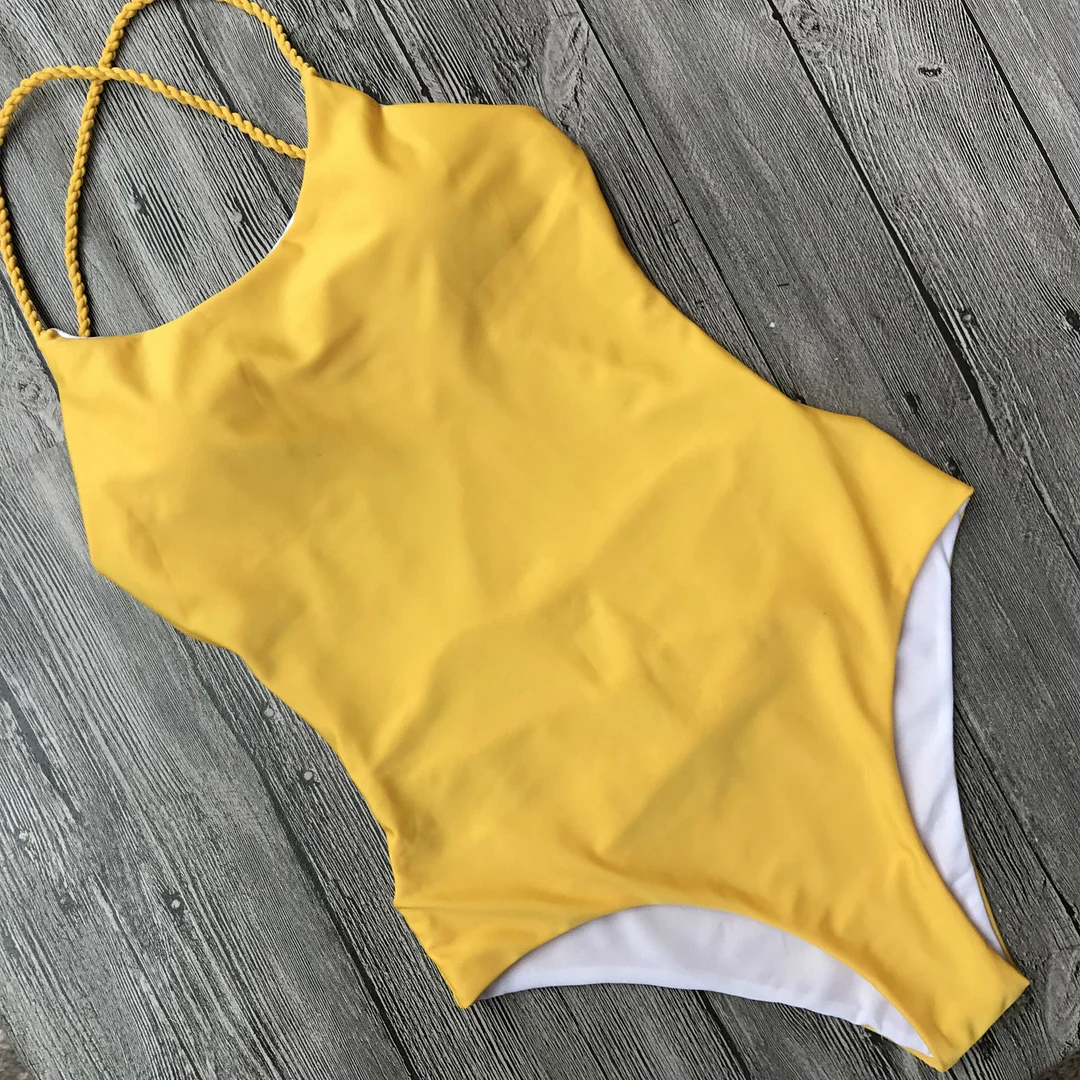 Summer Womens Backless bandage Cross Thong Swimming Costume Padded Swimsuit Monokini Swimwear Push Up Bikini Sets
