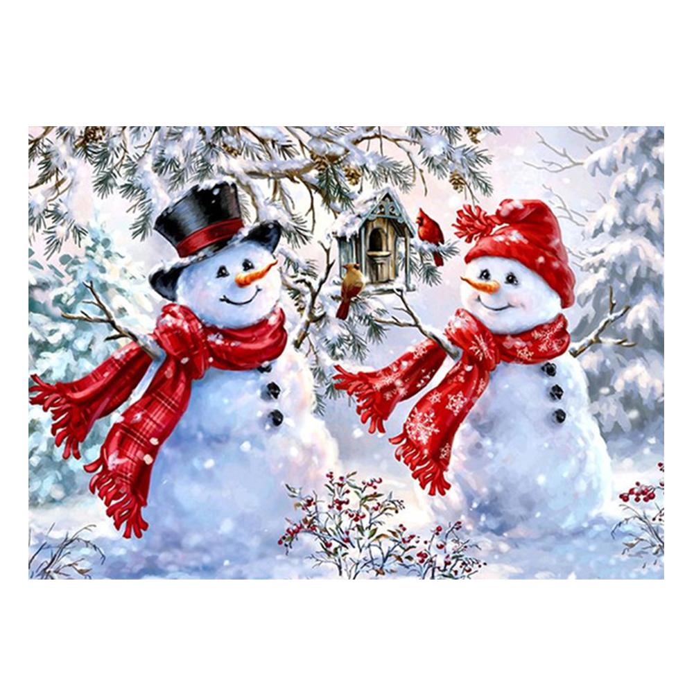 Christmas Snowman Xmas Round Drill Diamond Painting 30X40CM(Canvas) gbfke