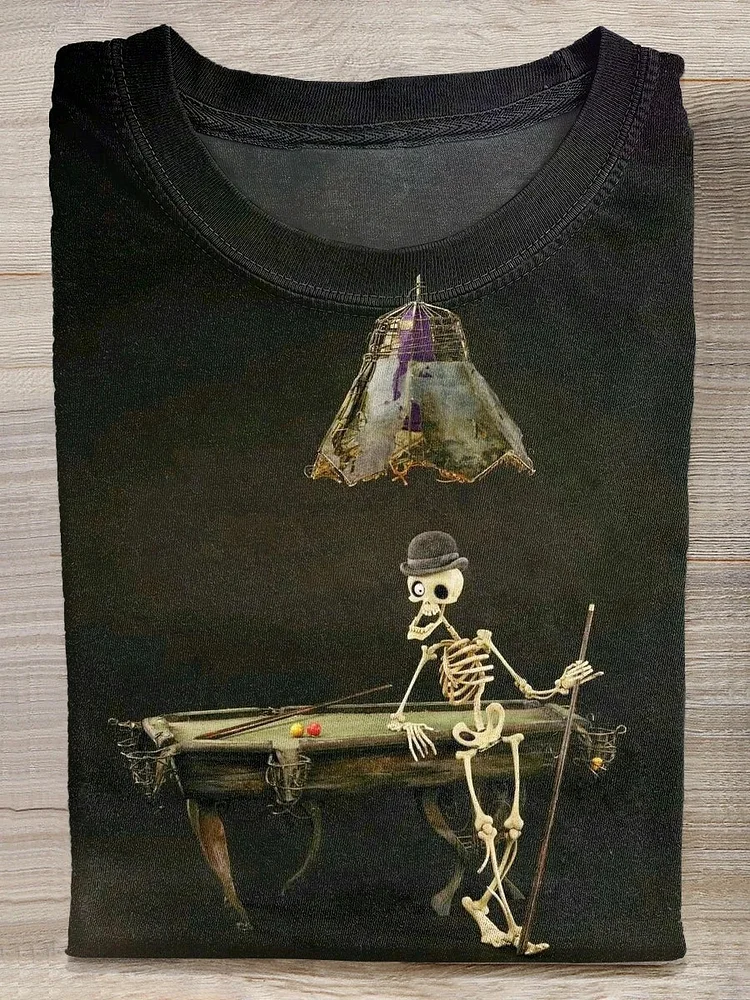 Teecade Teecade Retro Billiard Skull Illustration T-shirt