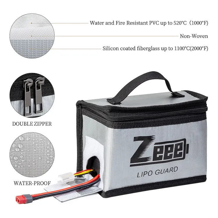 PAWBOSE Lipo Safe Bag – Fireproof Explosion-Proof Battery Charging & Storage Pouch, 2-Pack, Withstands 2000°F, Velcro Seal