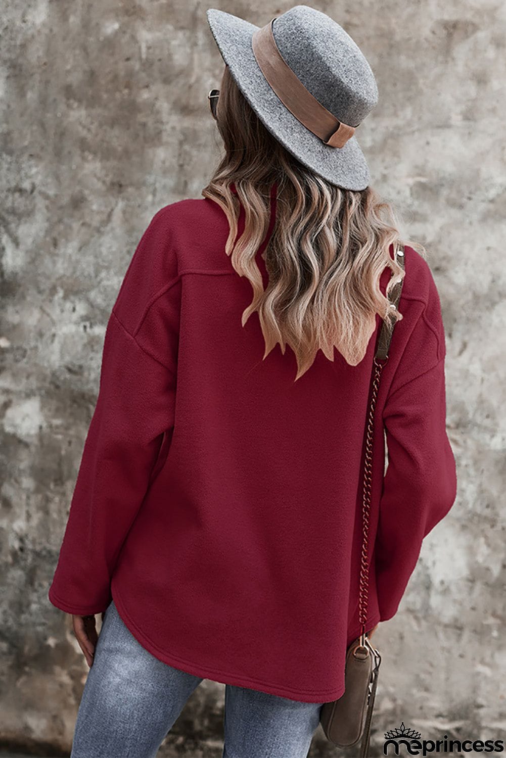 Turn Down Collar Pocket Button Closure Warm Coat