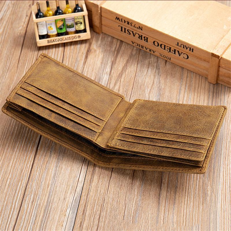 Mens RFID Blocking Anti-Theft Vintage Leather Wallets