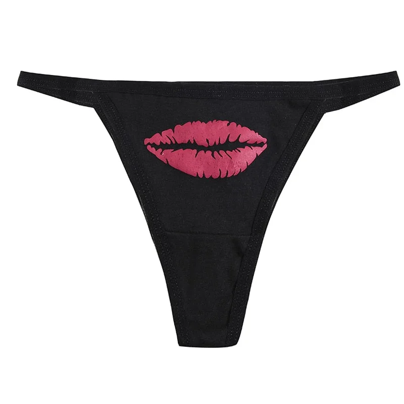 S-XL Lips Print G-string Cotton Women's Underwear Sexy Seamless Panties Female Underpants Thong Solid Color Pantys Lingerie