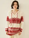 ANGEL Autumn Winter Thick Women's Cashmere Hooded Pullover Mid-long Sweater 100% Cashmere Knitwear Casual Loose Jacquard Hoodie