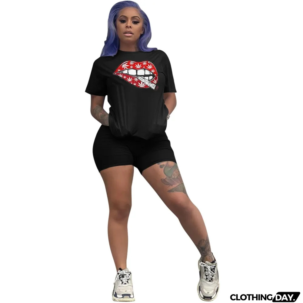 Summer Casual Two Piece Biker Shorts Set