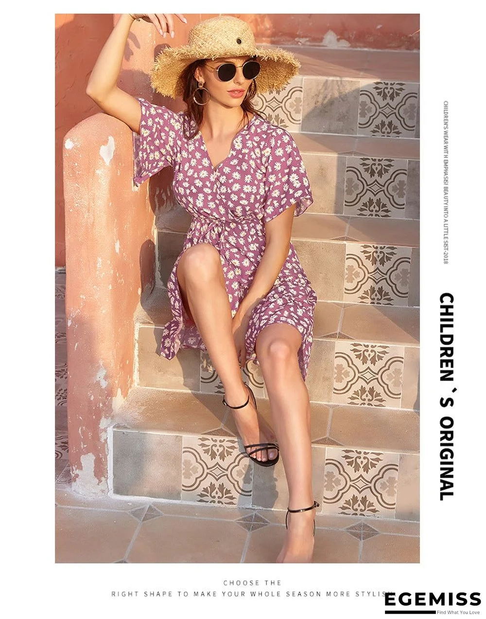 Women's Chiffon V-neck Lace Up Dress Casual | EGEMISS