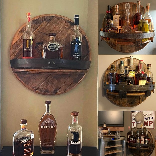 🎉 Bourbon whiskey barrel shelf 🍷