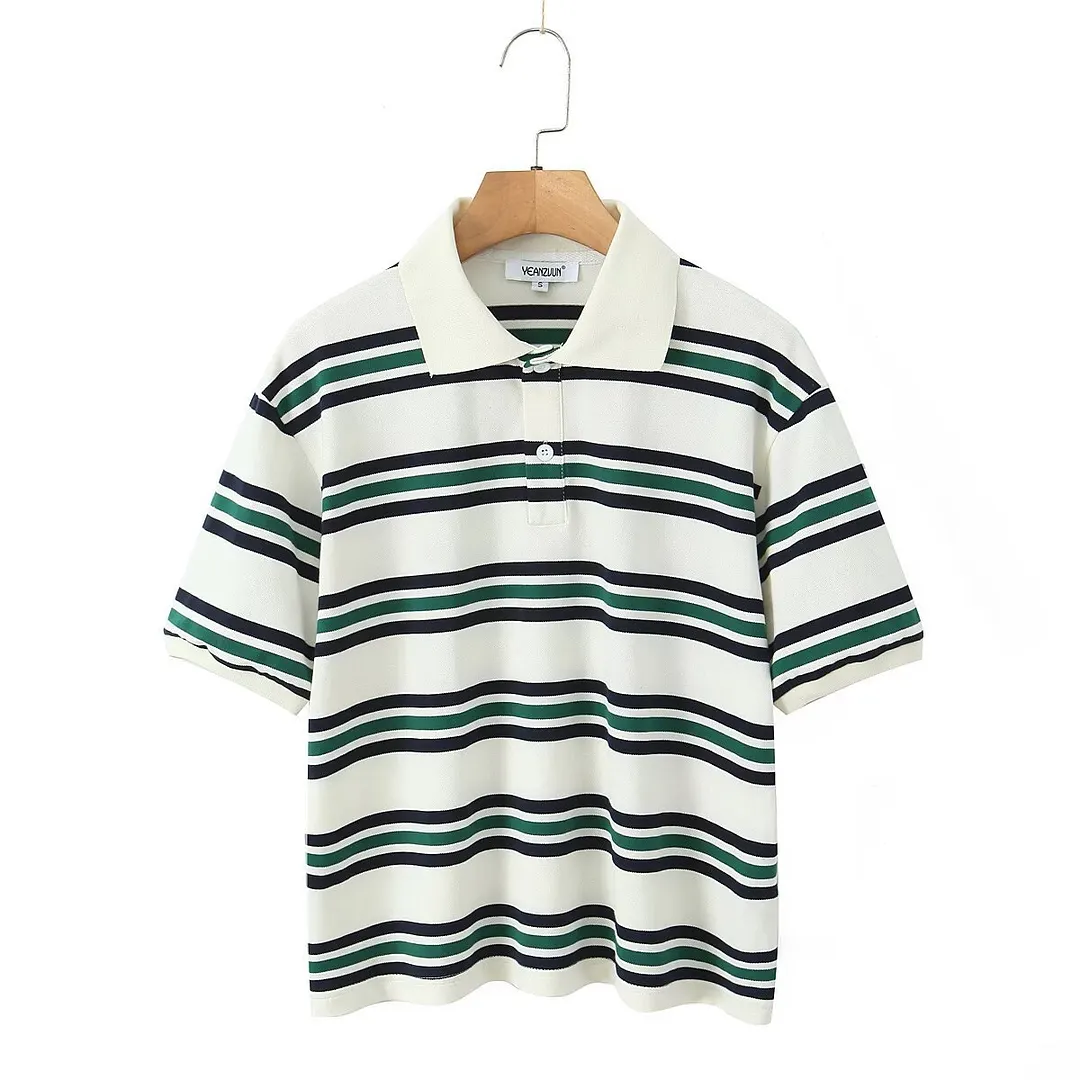 Nigikala Nigikala Striped Short-Sleeved T-Shirt + Low-Rise 100-Fold Skirt 2025 Spring New D79551
