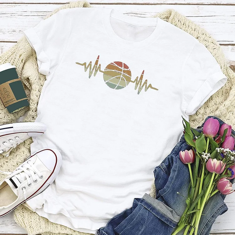 AL™ Vintage Basketball Heartbeat T-Shirt Tee - 01238-Annaletters