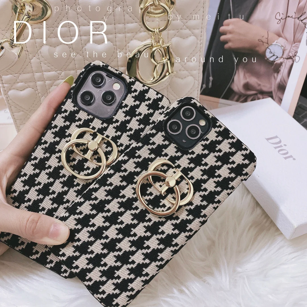 Houndstooth Metal Bracket Ring iPhone Case--[GUCCLV]