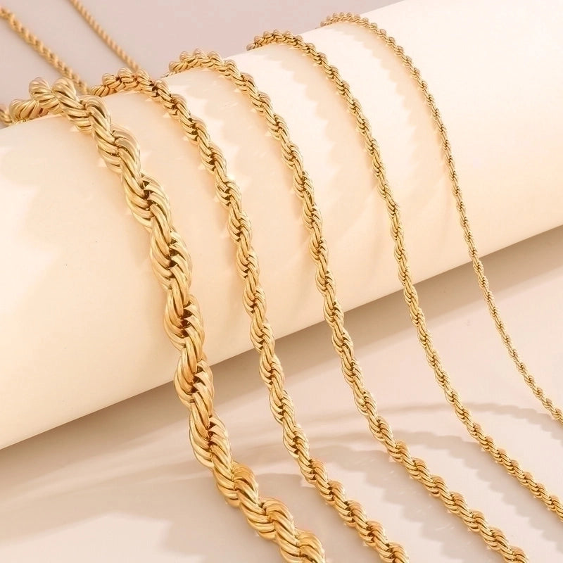 Casual Minimalist Solid Color 304 Stainless Steel 18K Gold Plated Plating Stainless Steel Necklaces