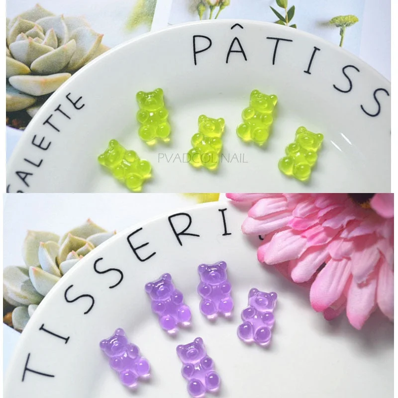 Jelly Gummy Bear Nails Luxury 3D Nail Rhinestones Decoration for Kawaii Press On Tips Manicure Accessories-Nail Inspo