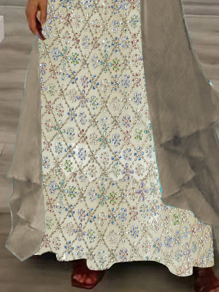 Women Half Sleeve V-neck Solid Color Dress