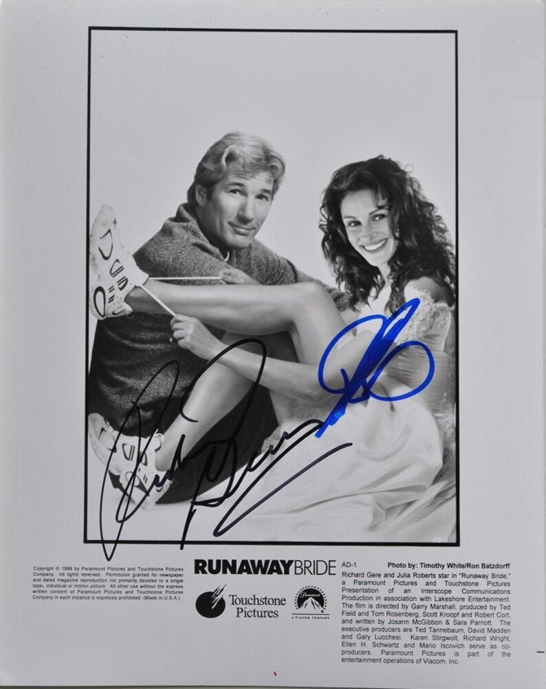 Julia ROBERTS & Richard Gere cast x2 RUNAWAY BRIDE 8x10 wcoa