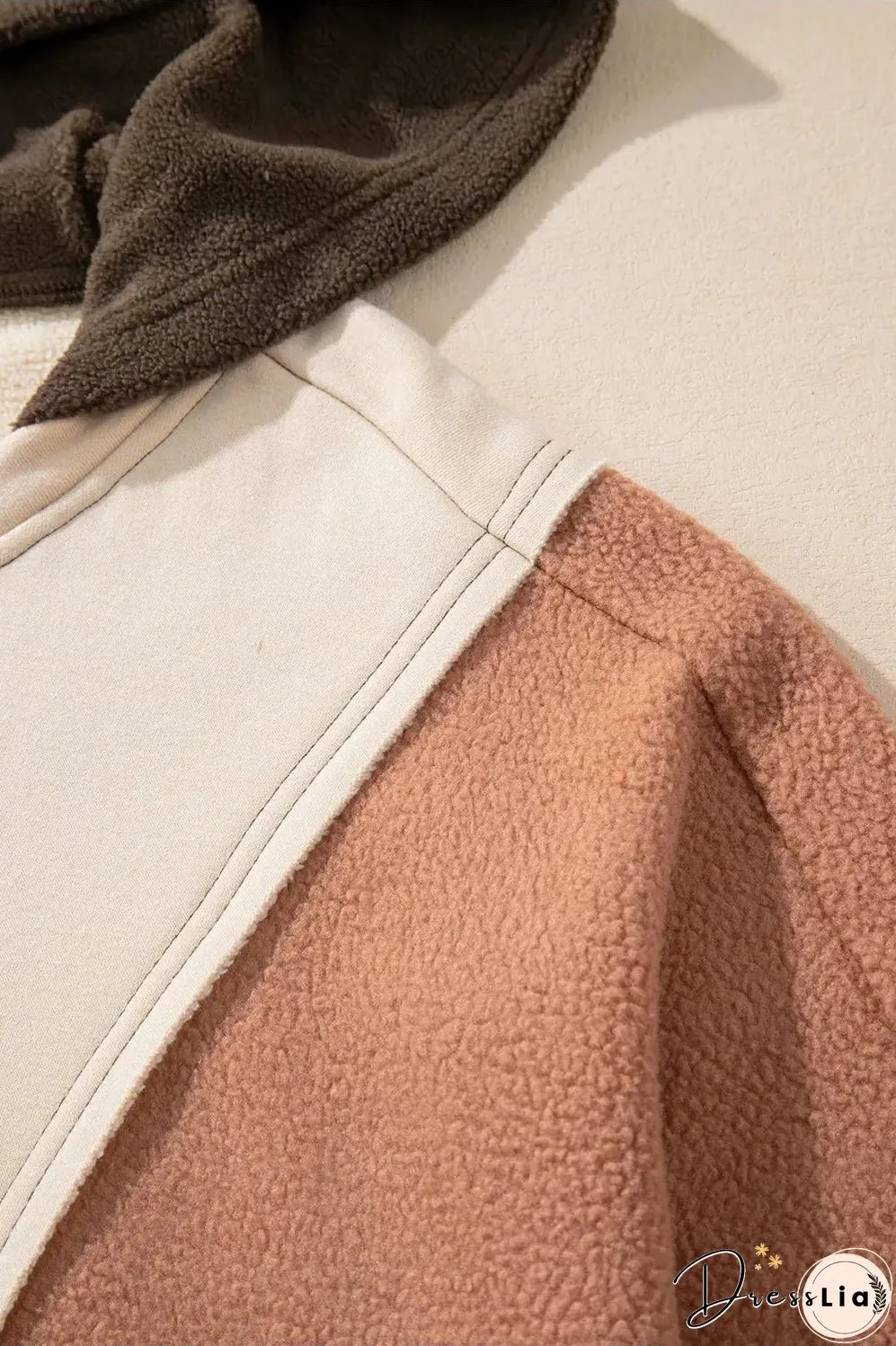 Plus Size Color Block Long Sleeve Hoodie