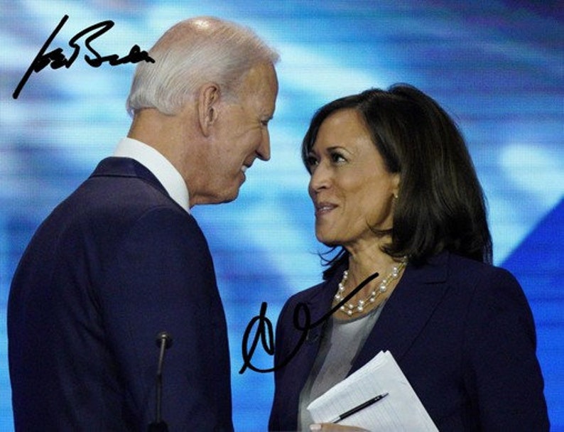 Joe Biden & Kamala Harris SIgned Photo Poster painting 8x10 rp Autographed Democrat Party