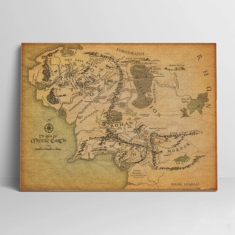 The Lord of the Rings Middle-earth Map Canvas Wall Art