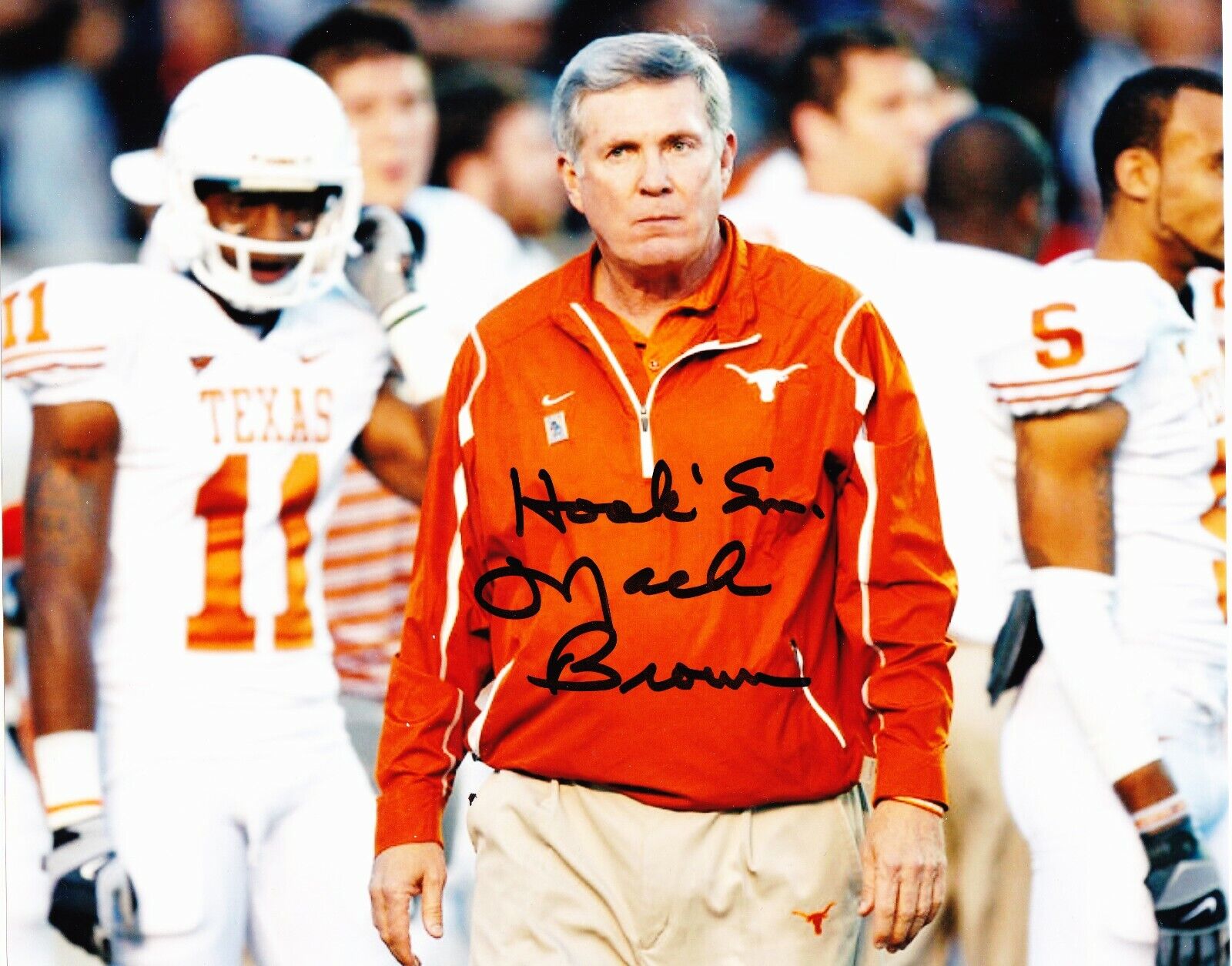 Mack Brown signed 8x10 color Photo Poster painting #1-Texas Longhorns head coach