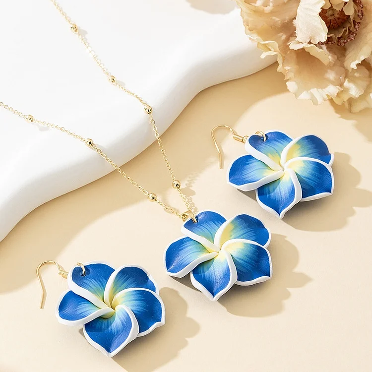 Women's Flower Necklace Earrings Set