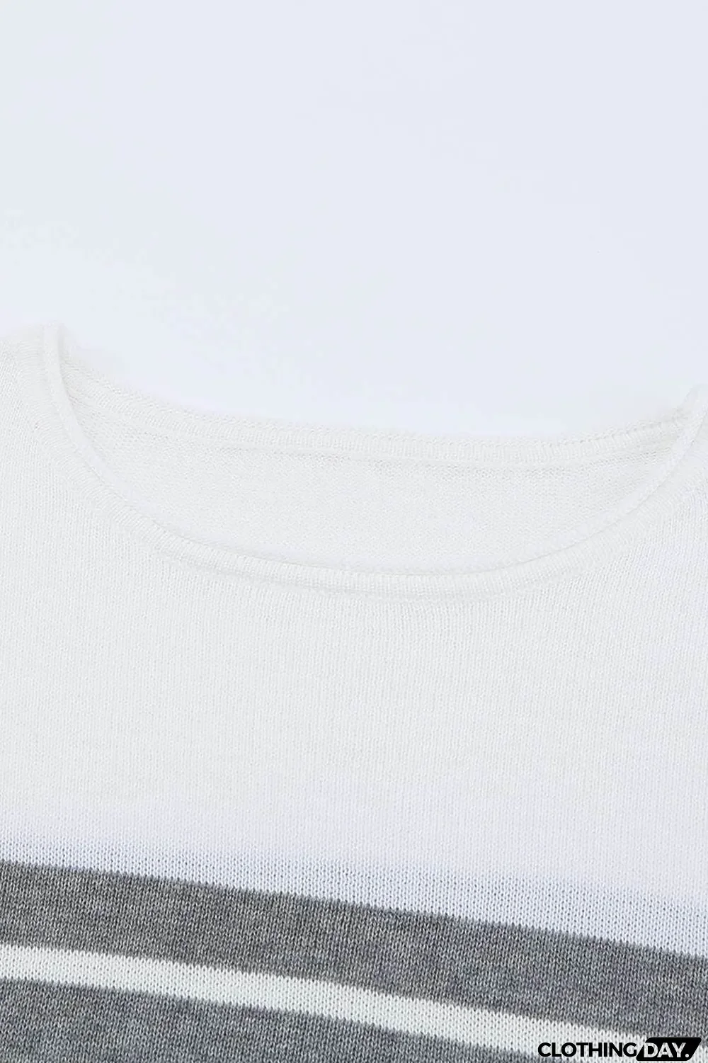 Gray Striped Colorblock Sweater