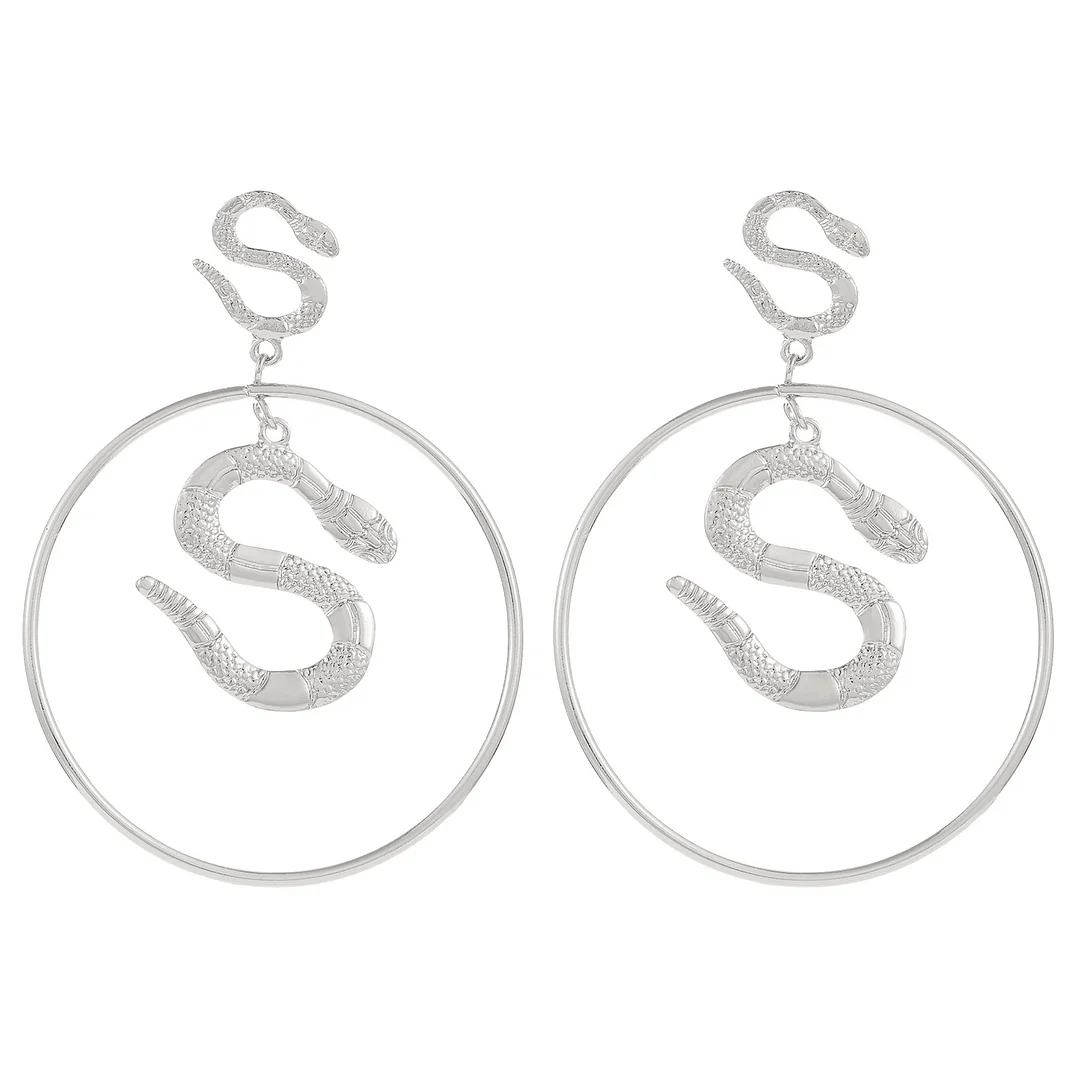 Round Snake Gold-Plated Earrings