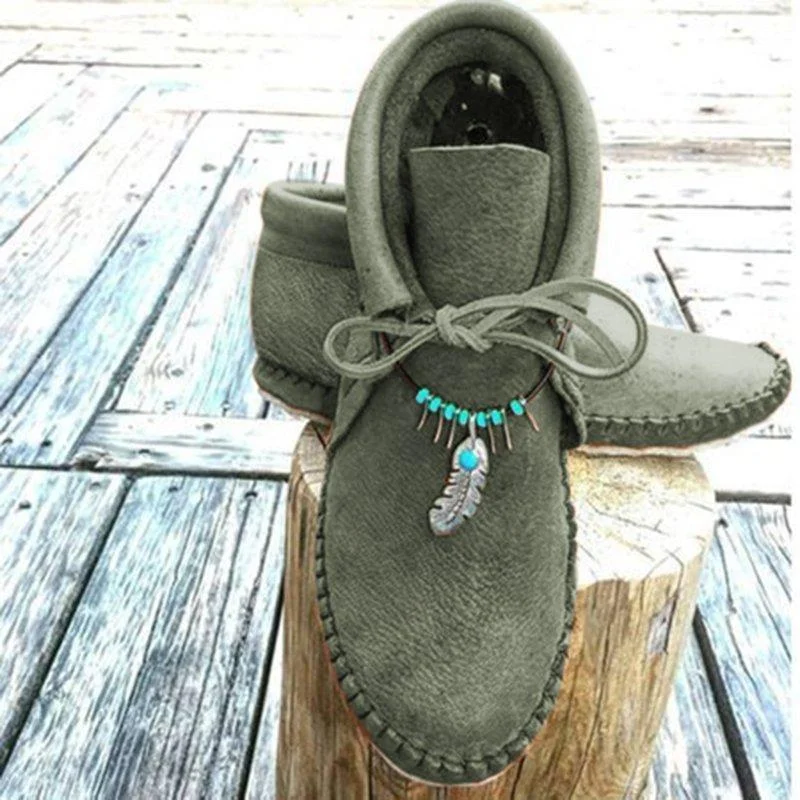 2022 Women Cowhide Leather Flat Heel Boots