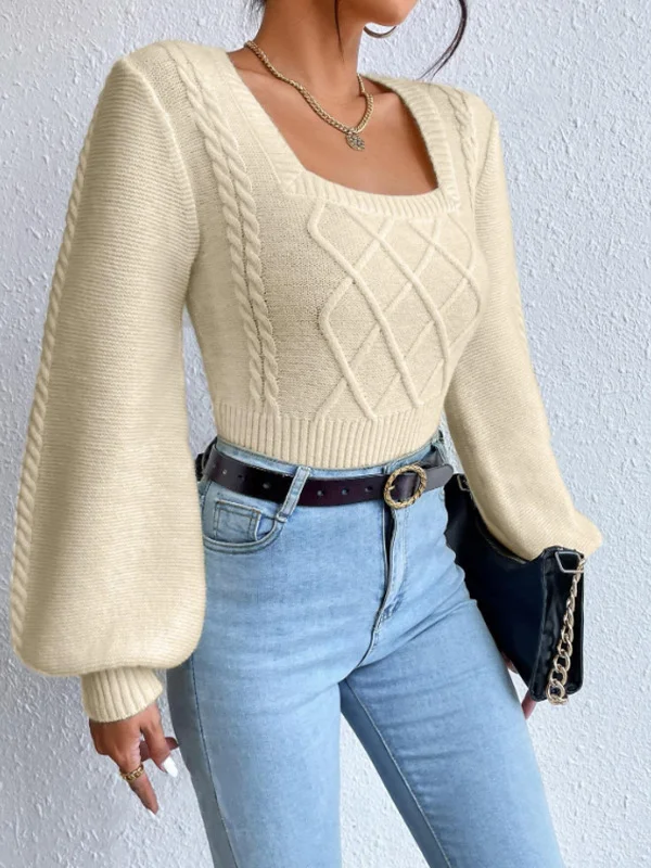 Nigikala Nigikala And Winter New Solid Color Square Sweater Women's Top Fashion Pure Color Knitwear