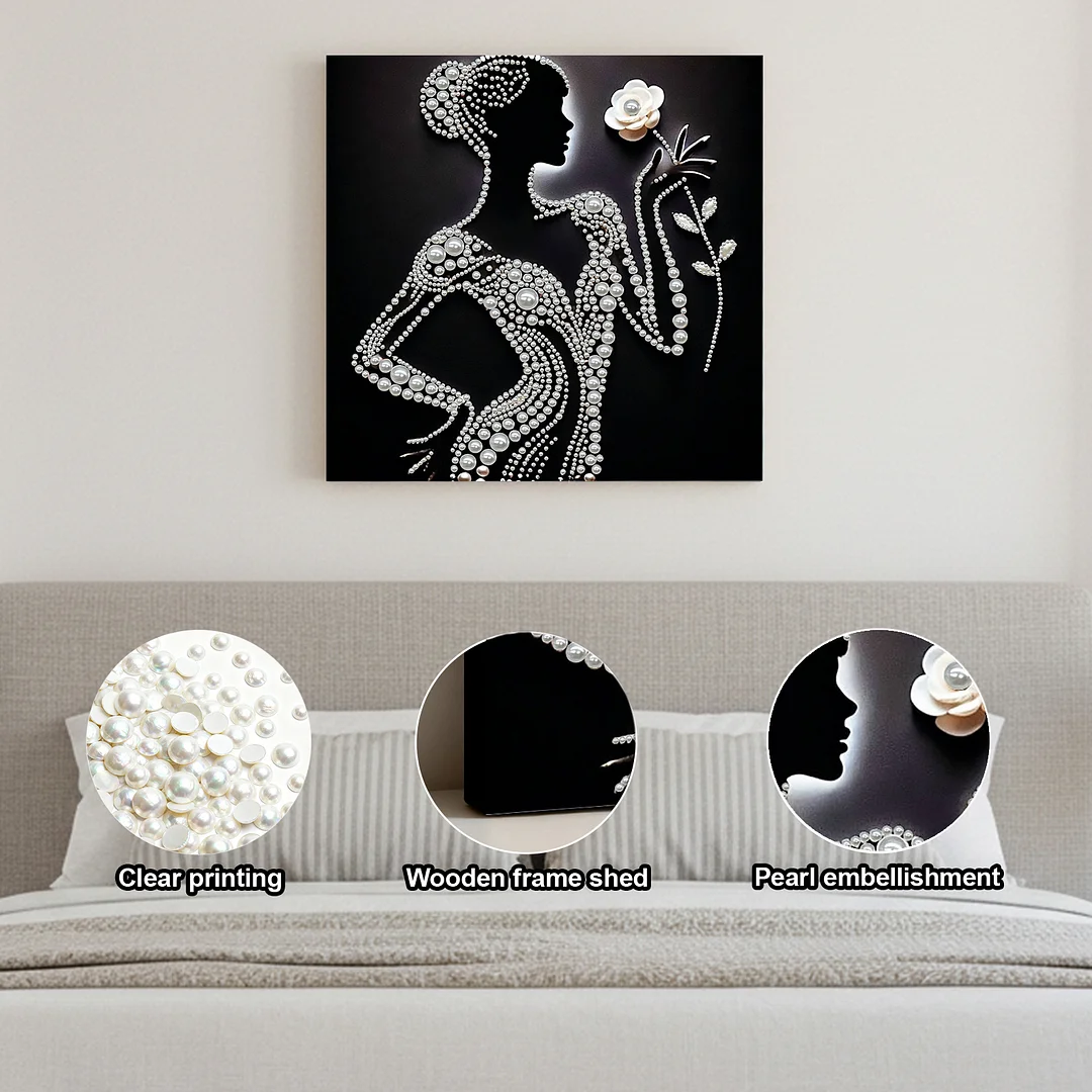 Pearl Silhouette Lady DIY Pearl Art Diamond Painting 30x30cm for Home Wall Decor