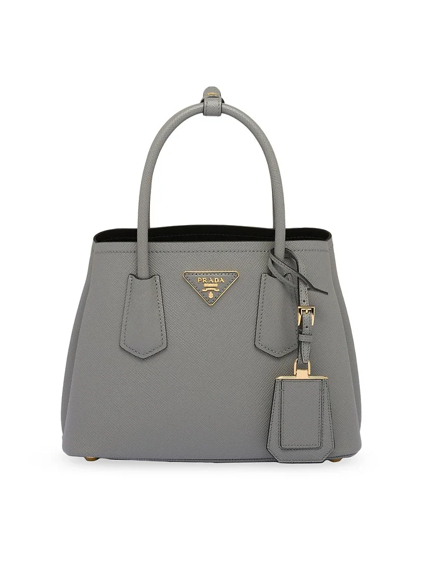 Prada Double Saffiano Leather Mini Bag grey