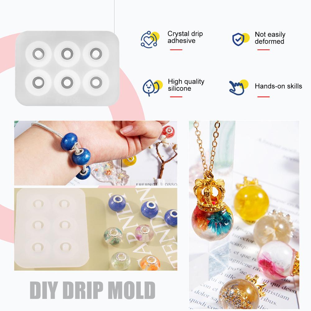 2xResin Beads Mold Kit Round Beads Jewelry Silicone Casting Mould - 6 Grids gbfke